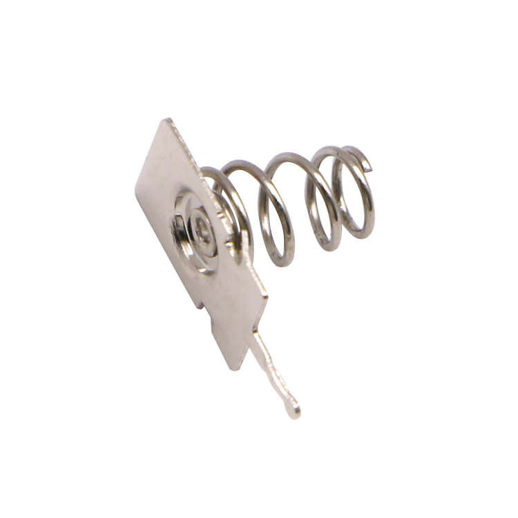 AAA negative battery contact with music wire spring, 4.45 mm PC pin